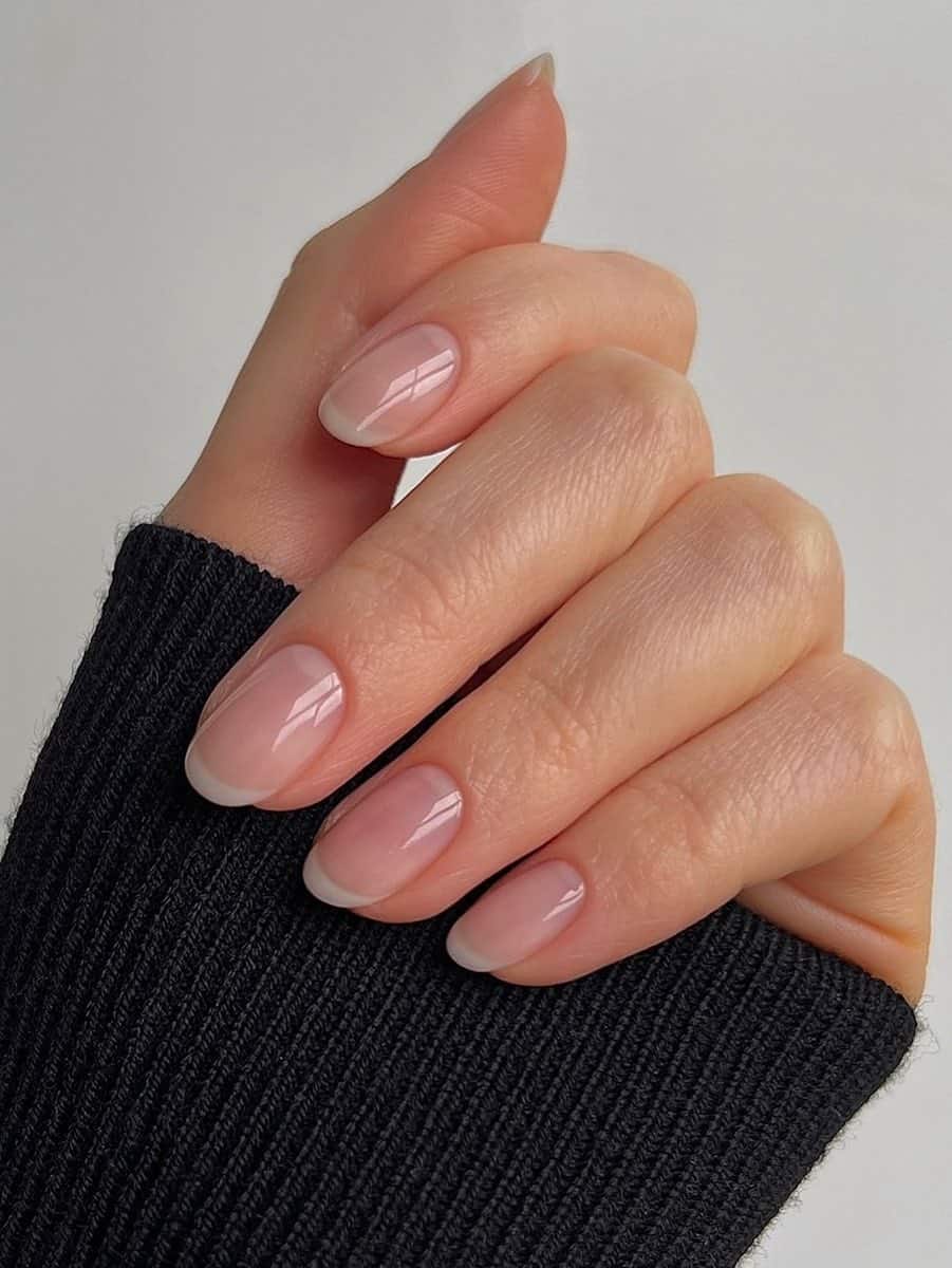 short round nude nails