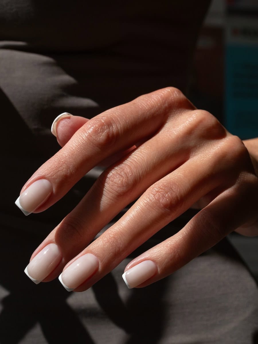 classic square French manicure