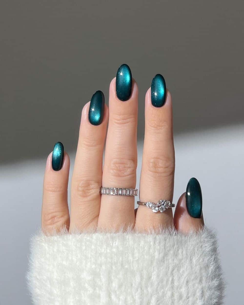 Velvet teal December nails