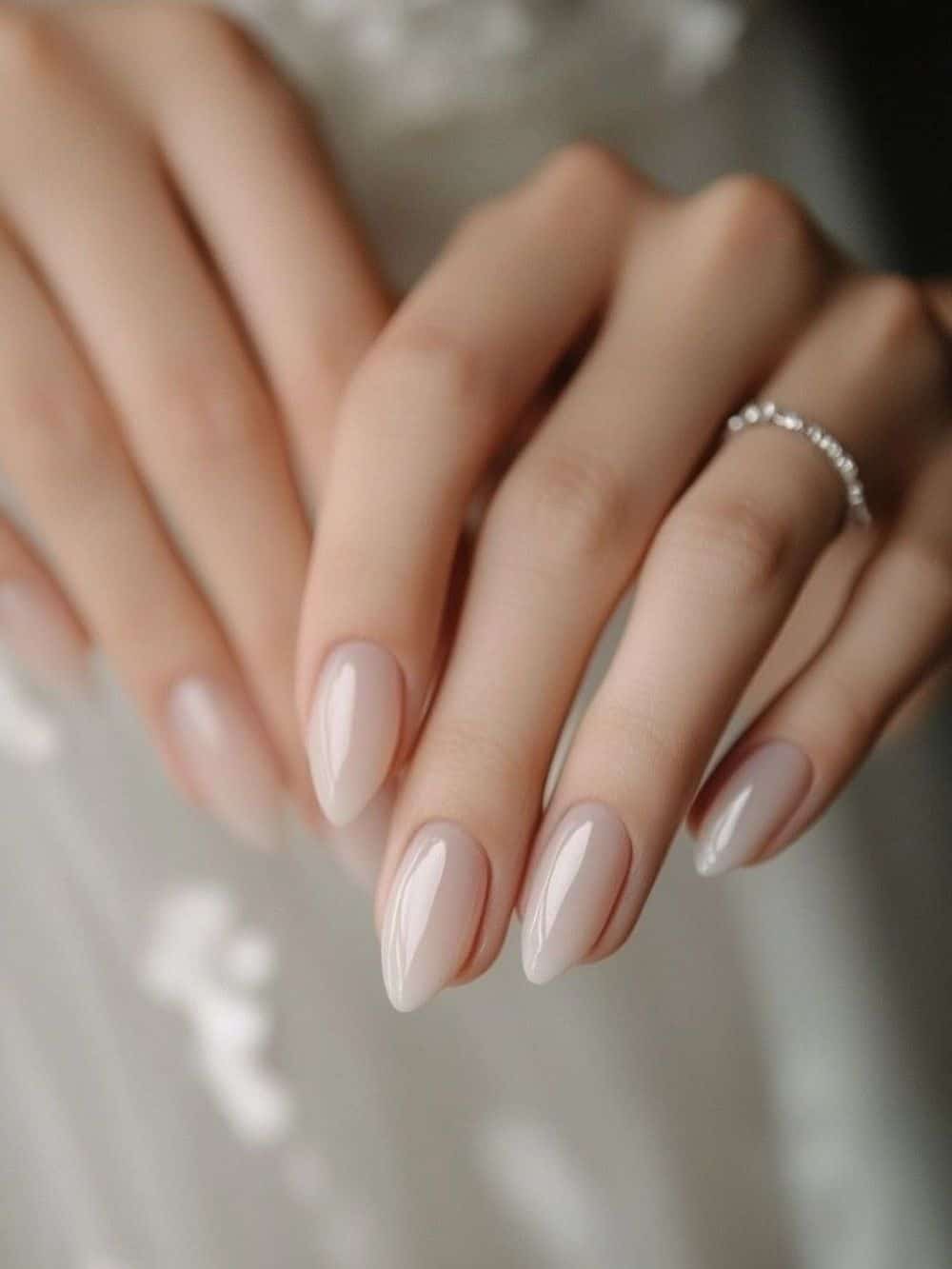 milky white nails